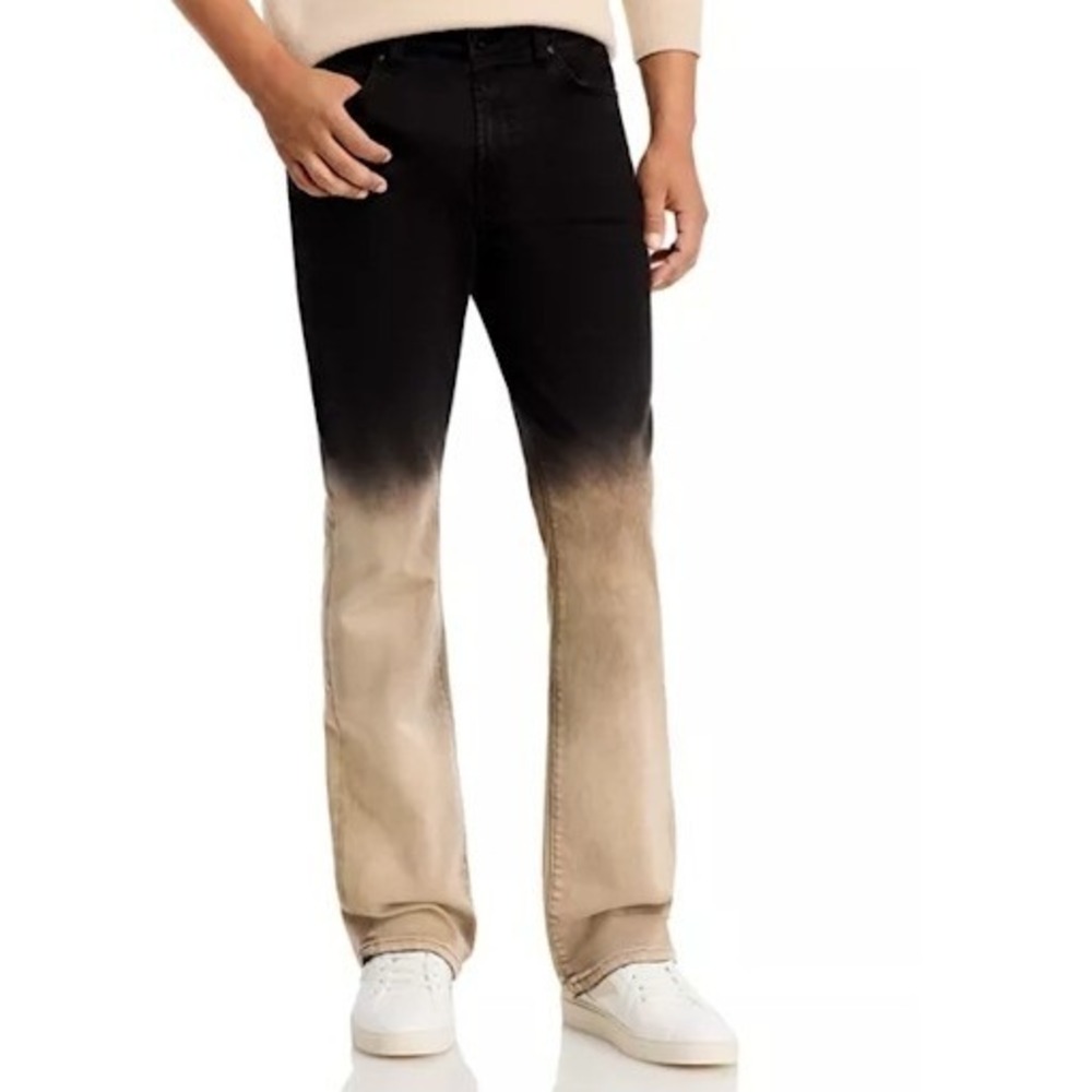 Men's Monfrere Clint Bootcut Jeans Dip-Dyed Ombre Sand Black Tan 30x32 NEW